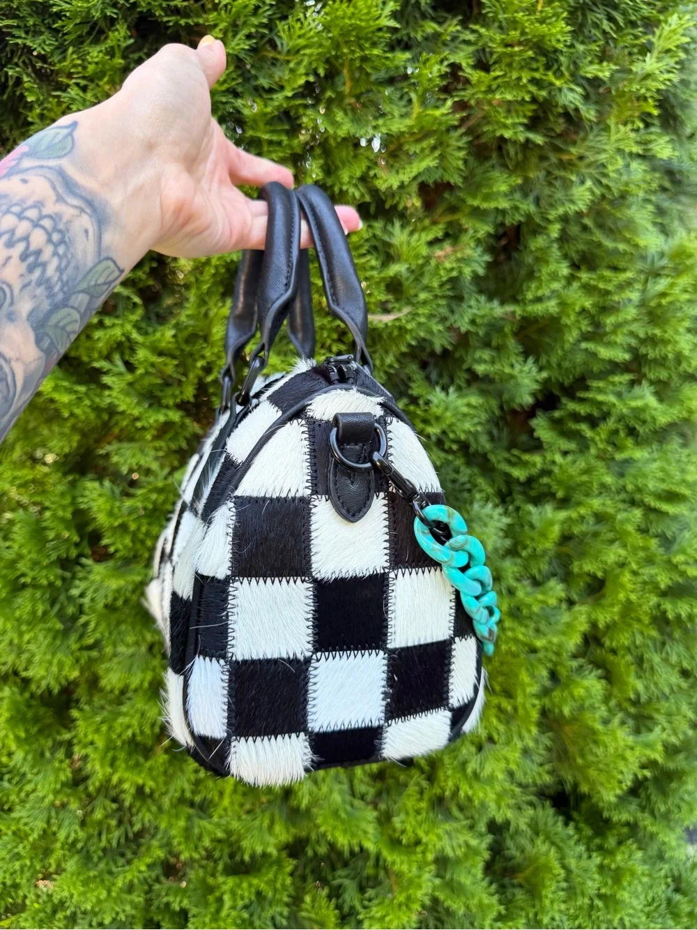 Dani Morgans Exclusive Checkered Cowhide Small Speedy Bag - Picture 15 of 17